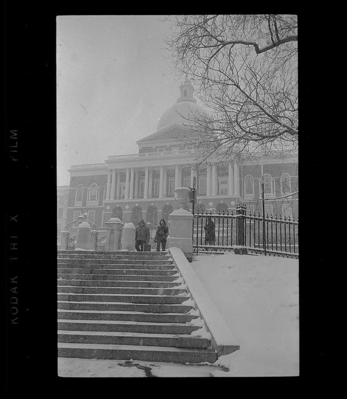 Snowstorm on Beacon Hill, downtown Boston