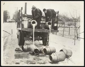 Milk Dealers Strike in Northern New York More than 1,000 independent milk dealers within a 35-mile radius of Rochester, N.Y. began a three-day strike by picketing highways and dumping milk being trucked into the city the dairymen's league. Thousands of gall foamed in roadside ditches as was halted and dumped. The only loads were guarded by state troop want a better price, and milk shortage of indefinite