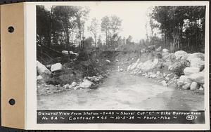 Contract No. 45, Exploration by Shovel Cuts of Borrow Areas for Main Dam and Dike, Belchertown, Enfield, Ware, general view from Sta. -0+40, shovel cut "C", dike borrow area no. 6A, Belchertown, Mass., Oct. 5, 1934