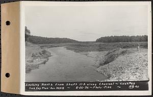 Contract No. 49, Excavating Diversion Channels, Site of Quabbin Reservoir, Dana, Hardwick, Greenwich, looking north from Shaft 11A along channel, Hardwick, Mass., Aug. 26, 1936