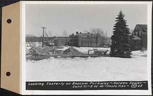 Contract No. 71, WPA Sewer Construction, Holden, looking easterly on Bascom Parkway, Holden Sewer, Holden, Mass., Mar. 26, 1940