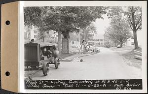 Contract No. 71, WPA Sewer Construction, Holden, Maple Street, looking southeasterly at manhole 4A-5-10, Holden Sewer, Holden, Mass., May 22, 1941