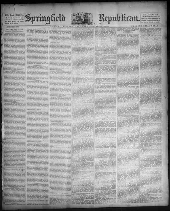 Springfield Paper Copy Springfield Weekly Republican - Digital Commonwealth