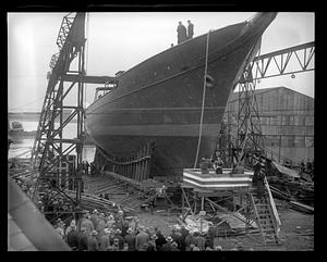Ship being christened