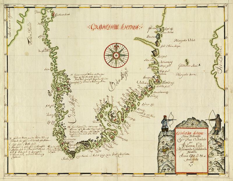 Grönlandiæ Antiqvæ nova delineatio cujus pars occidentalis per Johannem Egede. Missionarium Grönlandorium primum Anno 1723. et -24. etc. perlustrata est