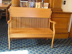 American golden oak bench