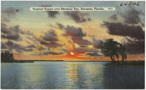 Tropical sunset over Sarasota Bay, Sarasota, Florida