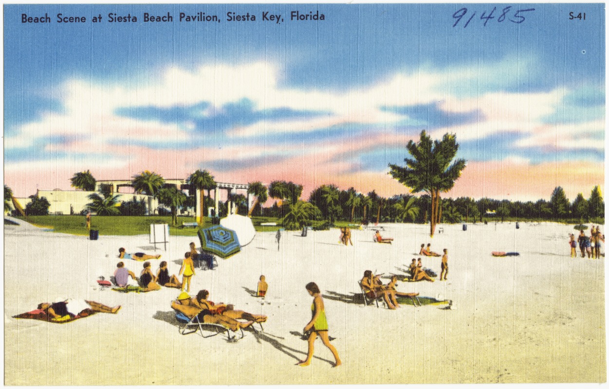 Beach scene at Siesta Beach Pavilion, Siesta Key, Florida