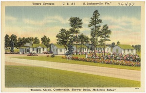 Jersey Cottages, U.S. #1, S. Jacksonville, Fla. Modern, clean, comfortable, shower baths, moderate rates
