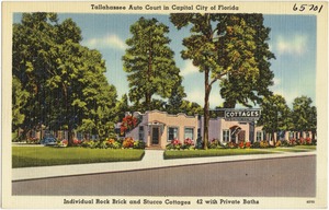 Tallahassee Auto Court in capital city of Florida, individual rock brick and stucco cottages 42 with private baths