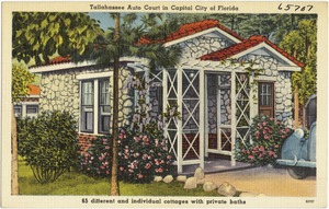 Tallahassee Auto Court in capital city of Florida, 65 different and individual cottages with private baths