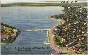Aerial view Bayshore Boulevard and Tampa Bay, Tampa, Florida