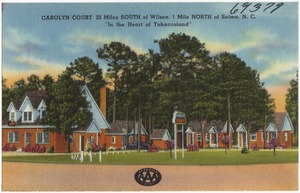 Carolyn Court, 25 miles south of Wilson. 1 mile north of Selma, N .C., "In the heart of tobaccoland"