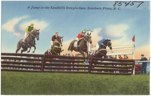 A jump in the Sandhills Steeplechase, Southern Pines, N. C.