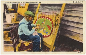 Making a hooked rug in Western North Carolina