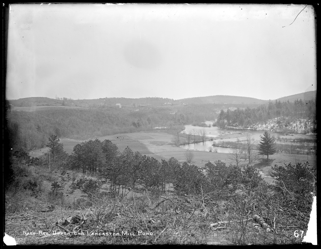 Wachusett Reservoir, upper end of Lancaster Mill Pond, near Kiesling's, looking east, Clinton, Mass., Mar. 28, 1896