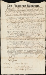 Mary McNamara indentured to apprentice with John Lovell of Boston, 3 June 1747
