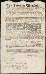 John Hadwell indentured to apprentice with John Crosley of Boston, 4 November 1747
