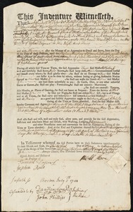 Mary Sulevan indentured to apprentice with Michael Morey [More] of Salem, 31 May 1748