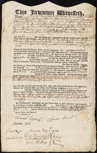 Hannah Nichols indentured to apprentice with Spencer Bennett [Bennet] of Newbury, 15 June 1748