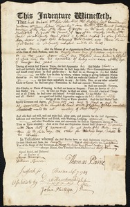 Asa Loper indentured to apprentice with Thomas Paine of Boston, 7 September 1749