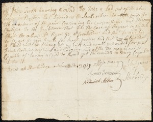 Charles Whitewood indentured to apprentice with John Ryan [Rian] of Sturbridge, 15 June 1750