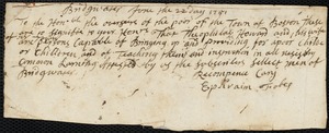 Edward Vaile indentured to apprentice with Theophilus Howard of Bridgewater, 15 November 1751