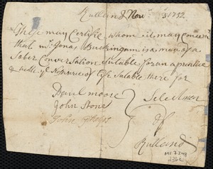 Mary Roads indentured to apprentice with Jonas Buckingham of Rutland, 27 February 1753