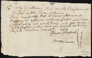 Martha Smith indentured to apprentice with Joseph Stedman of Roxbury, 13 June 1753