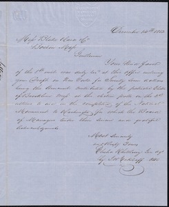 Letter acknowledging contribution for the Washington Monument, 12/14/1852