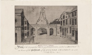 View of the triumphal arch and colonnade, erected in Boston, in honor of the President of the United States, Oct. 24, 1780