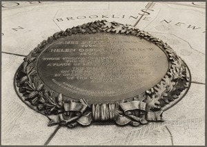 Dedication of the James Jackson Storrow and Helen Osborn Storrow Memorial, Gloucester Street - Storrow Memorial embankment, July 27, 1949. Memorial tablet to Storrow embankment road near Gloucester Street. Executed by Emilius Rogers Ciampa