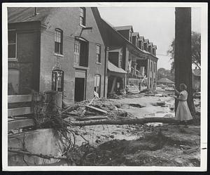 Nobody Home-One old tree survived but others were swept away in Westfield when Powder Mill Brook went over banks. These are exclusive flood photos by Charles Boll of the U. S. Army Corps of Engineers.