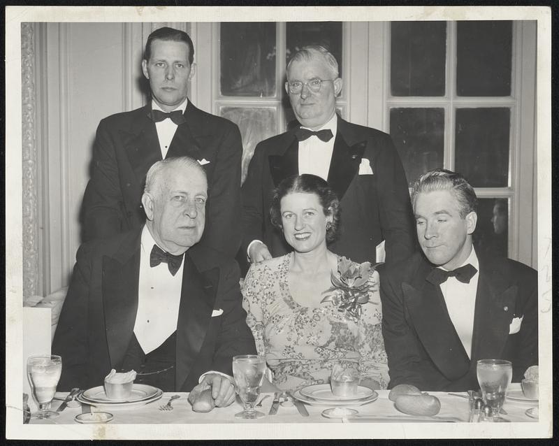 Jackson Day Dinner at the Copley Plaza last night was attended by nearly 1000 Democrats. Among those at the head table were seated: Sen. Walsh, Mrs. Tobin and Mayor Kerrigan. Standing: Gov. Tobin, left, and John F. Cahill, chairman of the Democratic state committee.