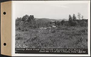 Contract No. 82, Constructing Quabbin Hill Road, Ware, looking back from Sta. 77+50, Ware, Mass., Jul. 13, 1939