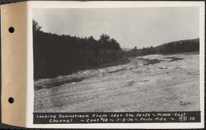 Contract No. 49, Excavating Diversion Channels, Site of Quabbin Reservoir, Dana, Hardwick, Greenwich, looking downstream from near Sta. 56+50, middle-east channel, Hardwick, Mass., Jul. 8, 1936