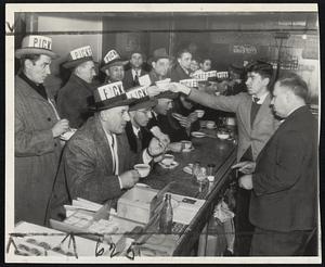 Pre-Picketing Coffee - Coffee was popular with picketers at the Bethlehem Steel Company's plant in Bethlehem, Pa., last night at midnight just before the CIO-United Steelworkers began their scheduled strike.