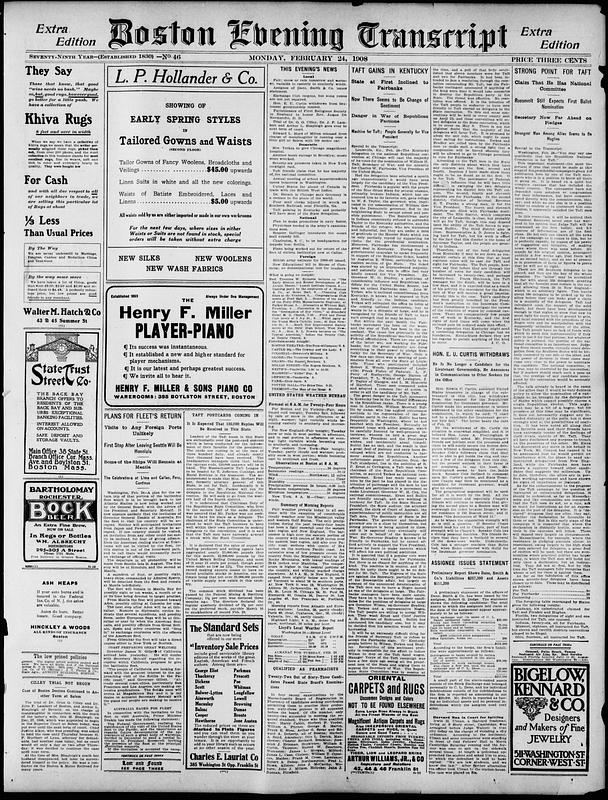 Boston Evening Transcript. February 24, 1908 - Digital Commonwealth