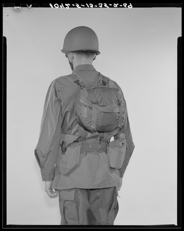 Lightweight loadcarrying equipment being worn over uniform, combat tropical (rear view)