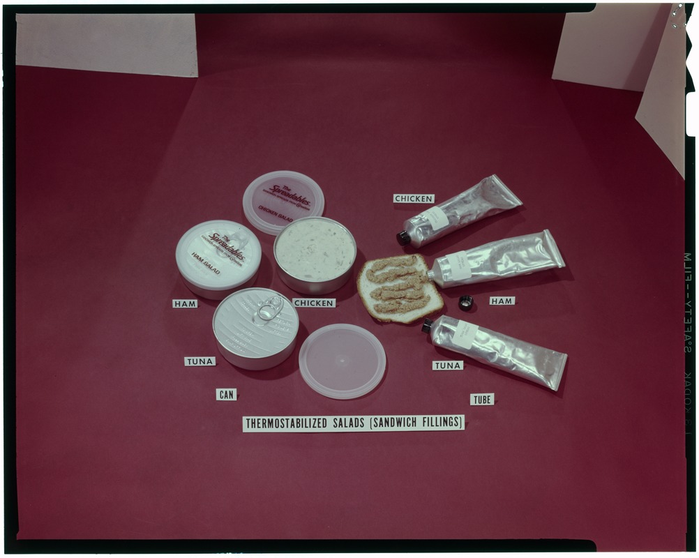 Thermostabilized salads (sandwich fillings), ham, tuna, chicken