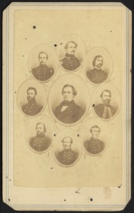 Jefferson Davis with six southern officers