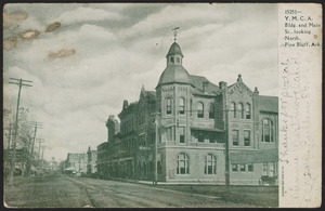 Y.M.C.A. bldg. and Main St., looking north, Pine Bluff, Ark.