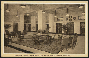 Corridor lounge, YMCA Hotel, 826 South Wabash Avenue, Chicago