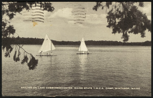 Sailing on Lake Cobbosseecontee, Maine State Y.M.C.A. Camp, Winthrop, Maine