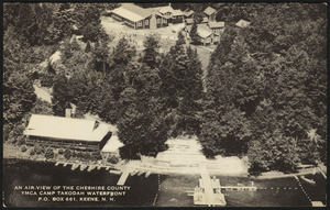 An air-view of the Cheshire County YMCA Camp Tokodah waterfront P.O. Box 661, Keene, N.H.