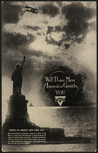 Well done men America greets you YMCA Statue of Liberty, New York City