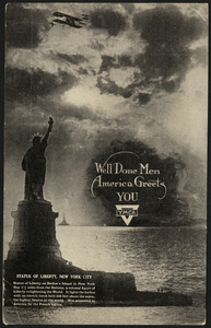 Well done men America greets you YMCA Statue of Liberty, New York City