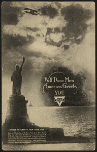 Well done men America greets you YMCA Statue of Liberty, New York City