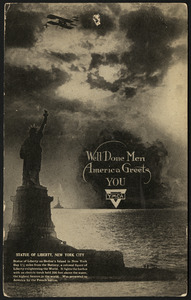 Well done men America greets you YMCA Statue of Liberty, New York City