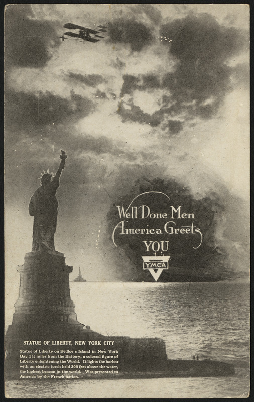 Well done men America greets you YMCA Statue of Liberty, New York City